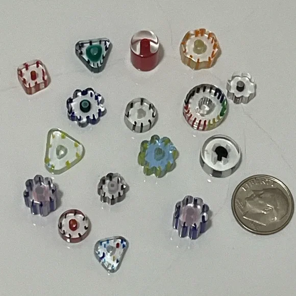 Mixed Furnace Glass Cane Beads, Assorted Shapes, Colors & Sizes, 8mm-14mm approx - Picture 5 of 7